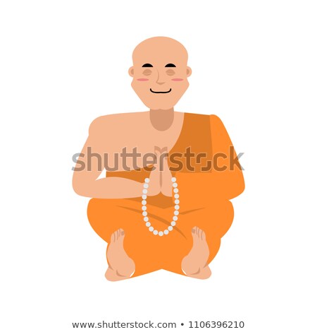 ストックフォト: Buddhist Monk Meditating Zen And Enlightenment Orange Cape And