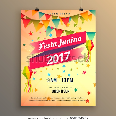 Stok fotoğraf: Festa Junina Party Celebration Poster Design With Decorative Ele