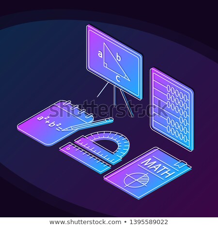 Stock foto: Algebra Color Isometric Concept Icons