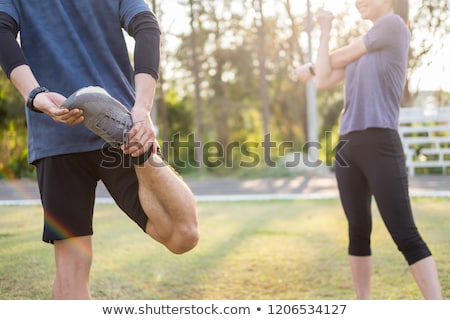 Stock foto: Early Morning Workout Fitness Couple Stretching Outdoors In Par