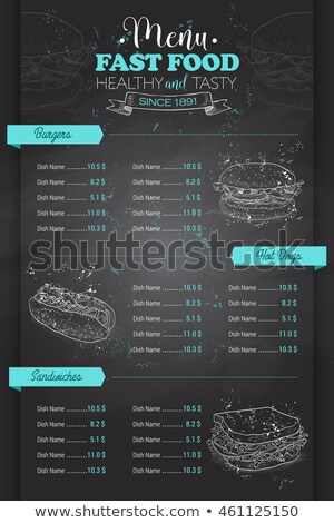 Stockfoto: Drawing Vertical Scetch Of Fast Food Menu