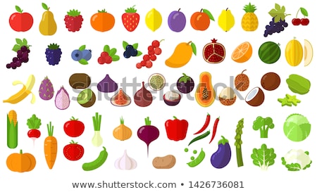 Foto d'archivio: Lychee And Mango Coconut Banana Fruits Set Vector