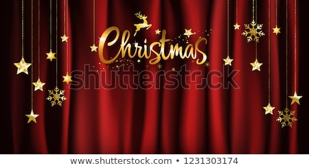 Stock fotó: Red Background Fabric Satin Gold With The Stars