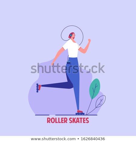 Foto stock: Woman Riding Roller Skates In Urban Environment