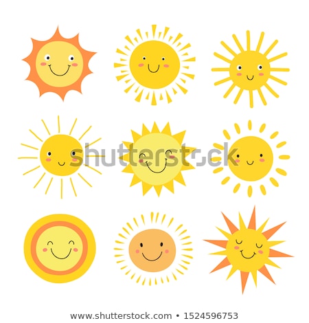 Stock fotó: Cartoon Sun Character Emoticons Set