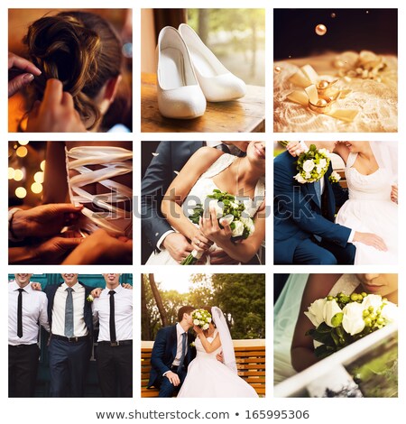 Сток-фото: Wedding Rings On A White Pillow With Orange Ribbon And Pearl At The Ceremony Of Marriage