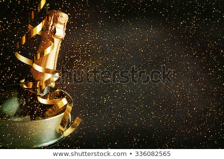 Foto stock: Congratulations To The Happy New 2016 Year With A Bottle Of Champagne Flags