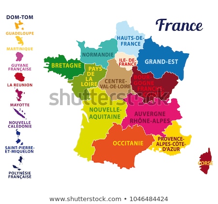 Foto stock: Map Of Regions Of France