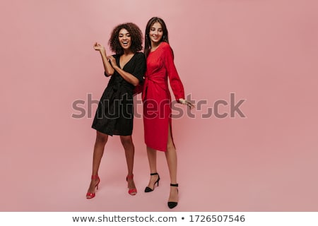 Zdjęcia stock: Young Cute Disco Girl On Pink Background With Disco Ball And Cro