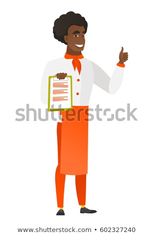 Stock fotó: Chef Cook With Clipboard Giving Thumb Up