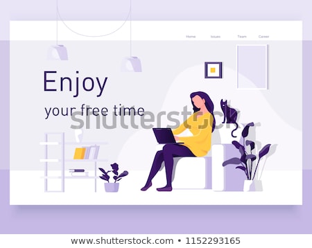 Stock fotó: Beautiful Young Woman And Man Working From Home