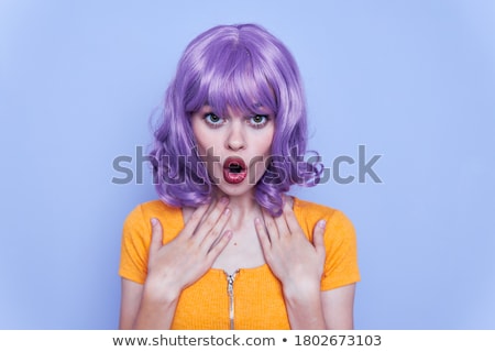 Stok fotoğraf: Beautiful Girl In Purple Wig