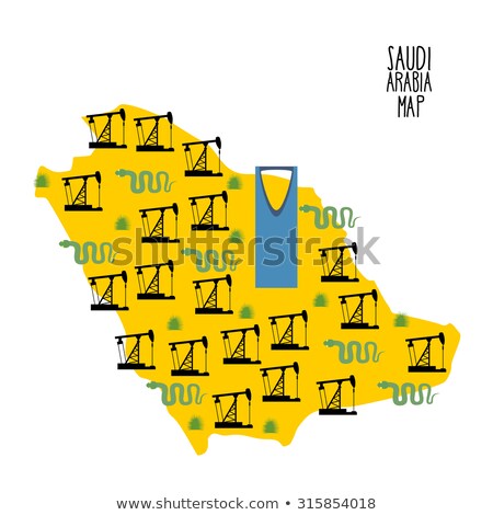 Stock photo: Map Of Oil Fields Of Saudi Arabia Desert And Oil Pumps Snakes