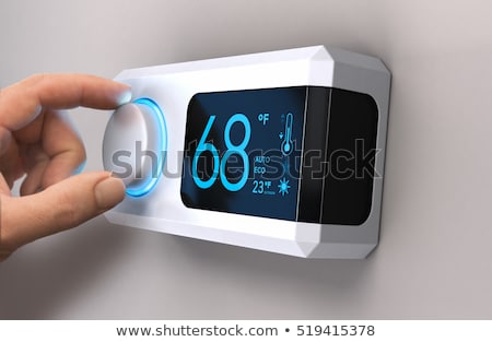Stock fotó: Men Set The Thermostat At Home