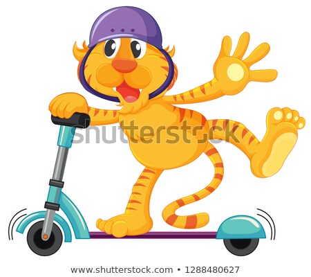 Foto stock: Tiger Playing Kick Scooter