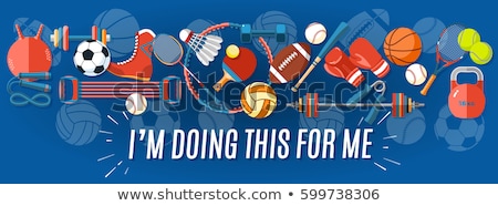 Stock fotó: Set Of Sports Equipment Items Vector Illustration