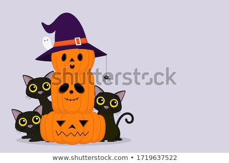 Stockfoto: Halloween Greeting Cards Posters Banner With Witch And Text