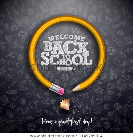 Back To School Design With Chalkboard And Typography Lettering On Yellow Background Vector Educatio Stock photo © articular