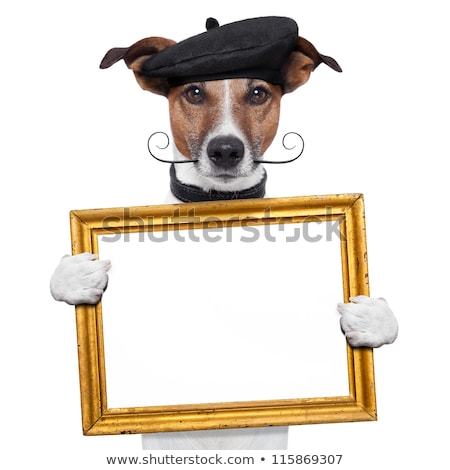 Stock fotó: Dog With Empty Cardboard Placeholder