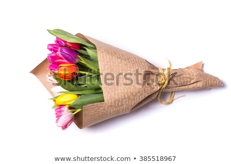 [[stock_photo]]: Pink Tulips Bouquet In Vase Isolated On White Background