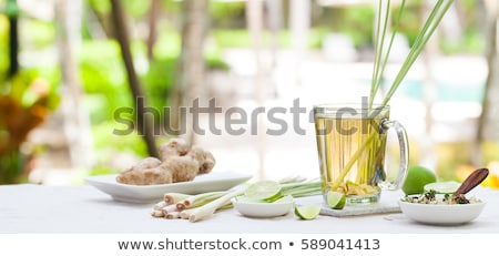 Stok fotoğraf: Herbal Green Tea With Lemongrass And Ginger