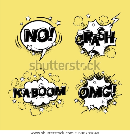 Stok fotoğraf: Comic Speech Bubbles Set With Different Emotions And Text Ka Boo