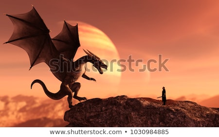 Stockfoto: Knight And Dragon - 3d Illustration