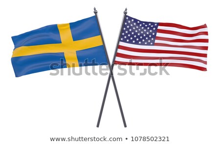 Zdjęcia stock: Two Waving Flags Of United States And Sweden