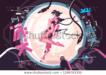 Stockfoto: Beautiful Robotic Woman In Incubator