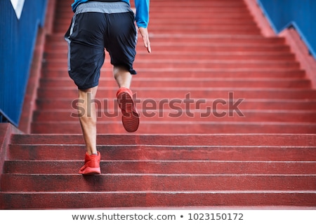 Foto stock: Running Up Stairs During Outdoor Training