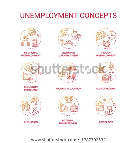 Stok fotoğraf: Unemployment Type Red Gradient Concept Icons Set