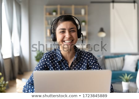 Сток-фото: Young Attractive Business Woman With Headset