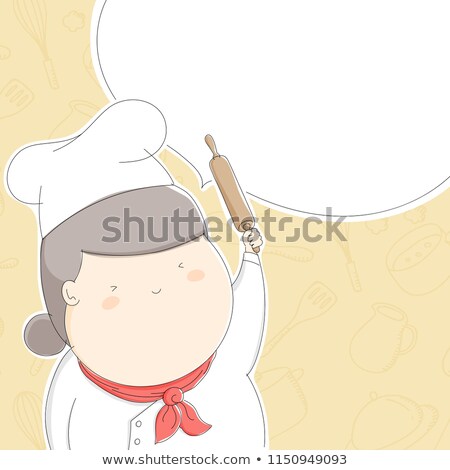 Сток-фото: Happy Female Chef With Rolling Pin