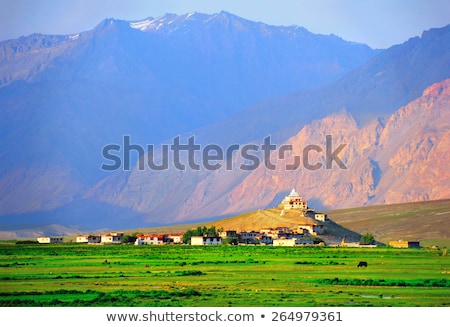 Foto stock: Small Tibetan Village In Himalaya Mountains India
