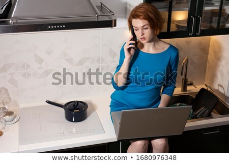 ストックフォト: Internet Dating - Woman At Home After Work