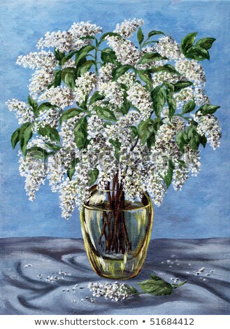 Stock photo: Flowers Bird Cherry In A Vase On A Background Of The Spring Landscape Spring Flowers Background S