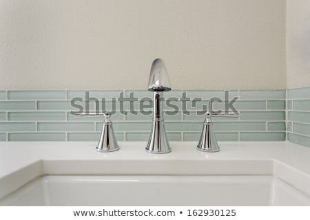 Stockfoto: New Modern Bathroom Sink Faucet Subway Tiles And Counter