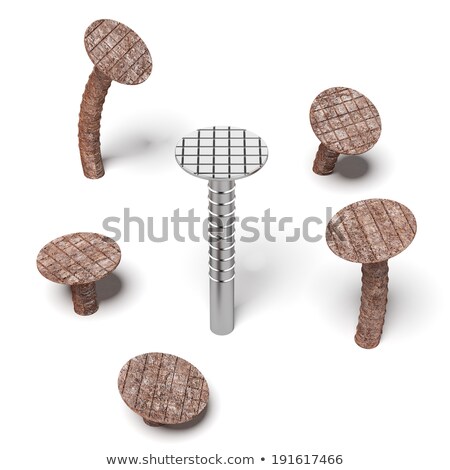 Stock photo: Five Rusty And One Shiny Nails
