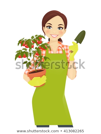 Stock fotó: Young Girl Planting Vegetables