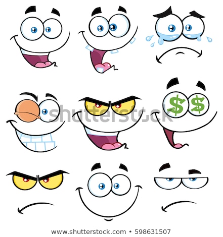 Foto stock: Angry Cartoon Funny Face With Grumpy Expression