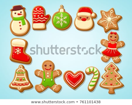[[stock_photo]]: Christmas Gift Gingerbread Man Candy Canes And Fir Tree
