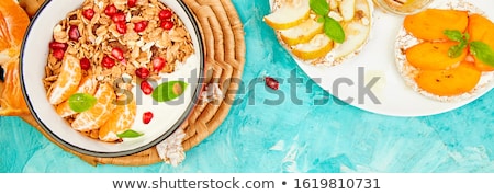 Stockfoto: Smoothies Bowl Granola And Rice Crisp Bread