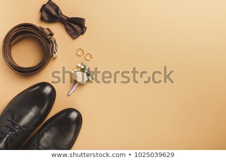 Stock fotó: Groom Set Clothes Wedding Rings Shoes Bow Tie