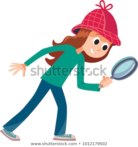 Foto stock: Cartoon Smiling Detective Girl