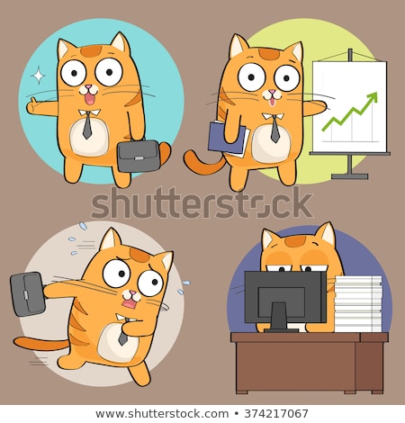 ストックフォト: Vector Set Of Cat Office Worker