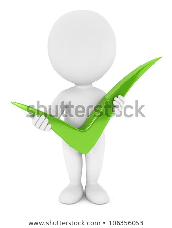 3d Small People Holding A Positive Symbol Foto stock © 3dmask