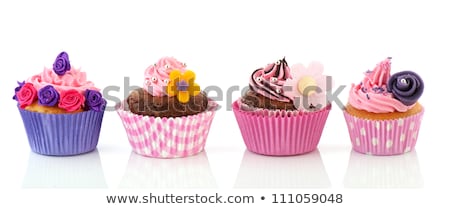 Foto stock: Cupcakes With Marzipan Decoration