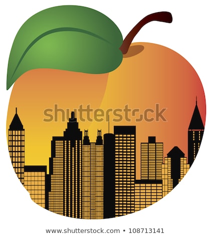 Stok fotoğraf: Atlanta Georgia Night Skyline Inside Peach Illustration