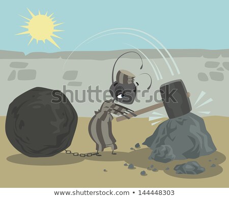 [[stock_photo]]: Ant Prisoner With Chains Ball Working Hard Breaking Rocks