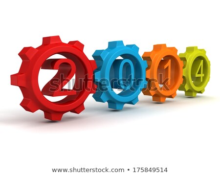 Foto d'archivio: Happy New Year 2014 Colorful Gears With Background